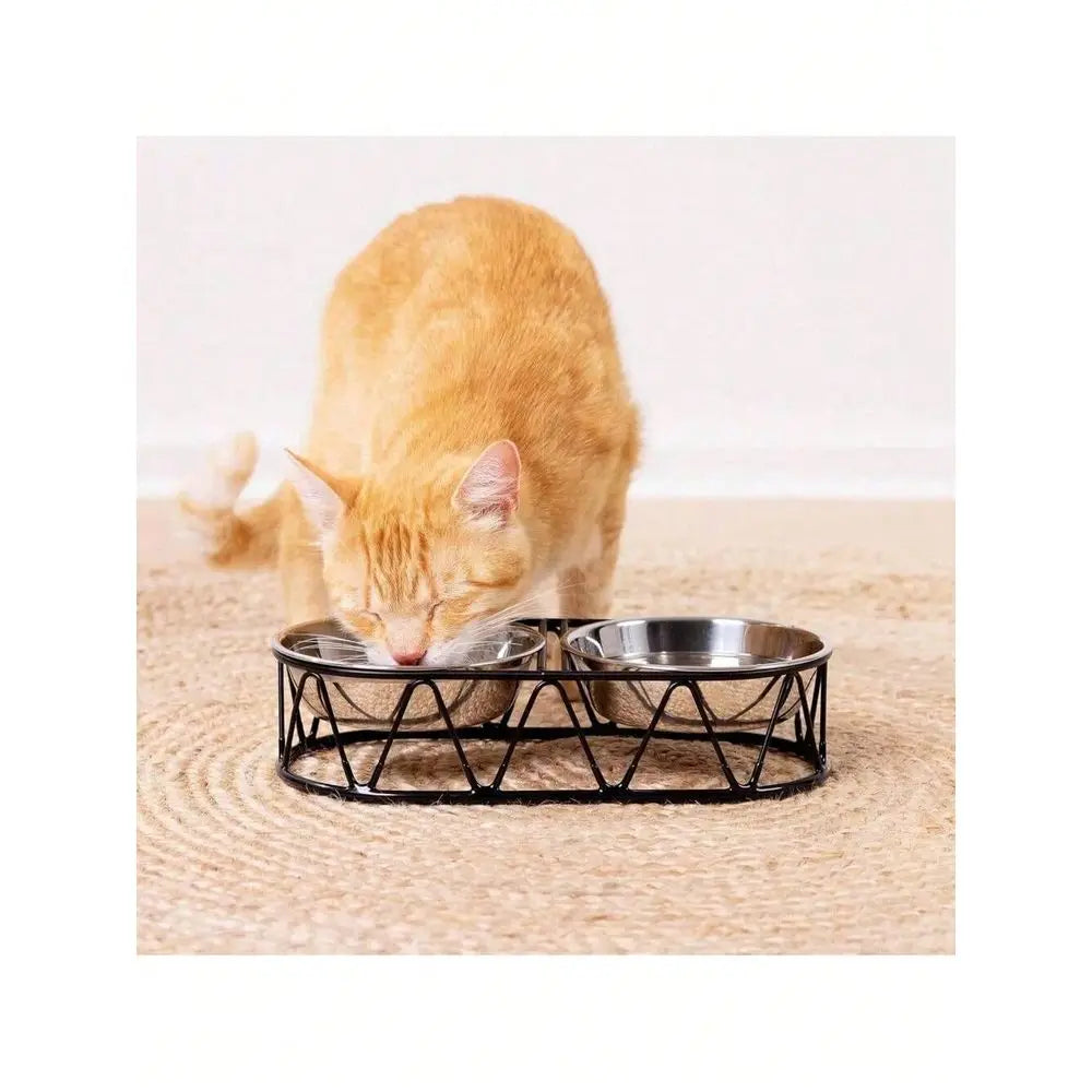 Dog Supplies Dogs Accessories Steel Dog Bowls Cat Food Bowls With Stand Elevated Double Bowl And Holder For Cats Small Dogs Rais