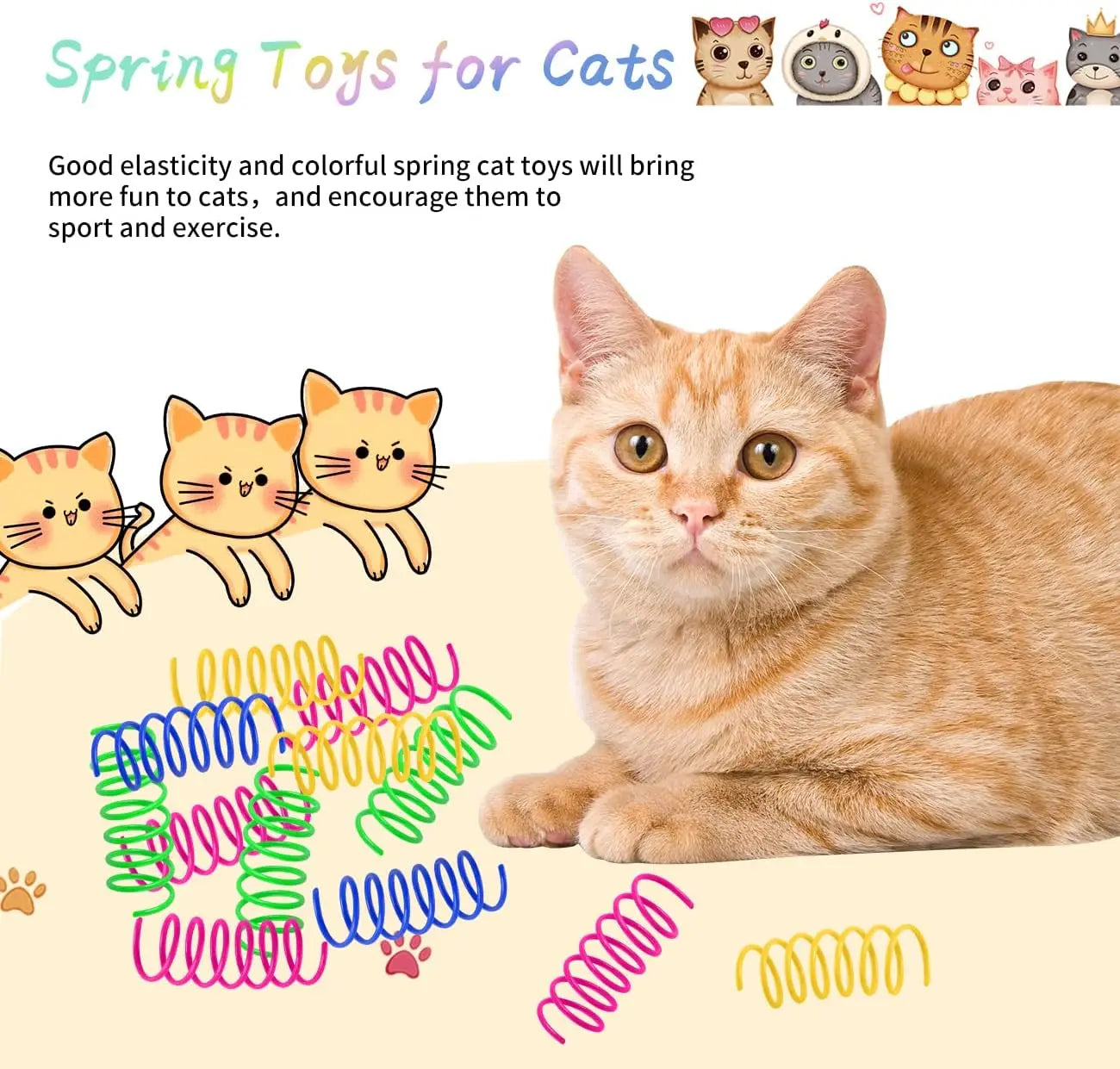 100 Pack Cat Spiral Spring Toys For Indoor Cats Swatting And Biting
