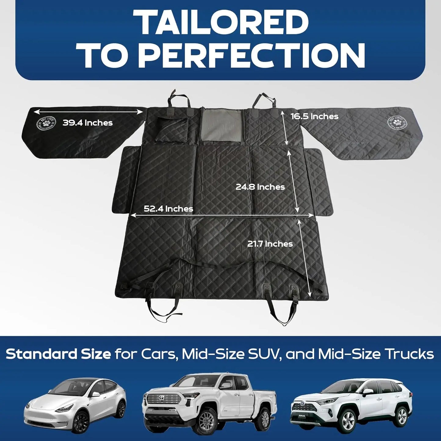 Back Seat Extender For Dogs With Waterproof Car Cover
