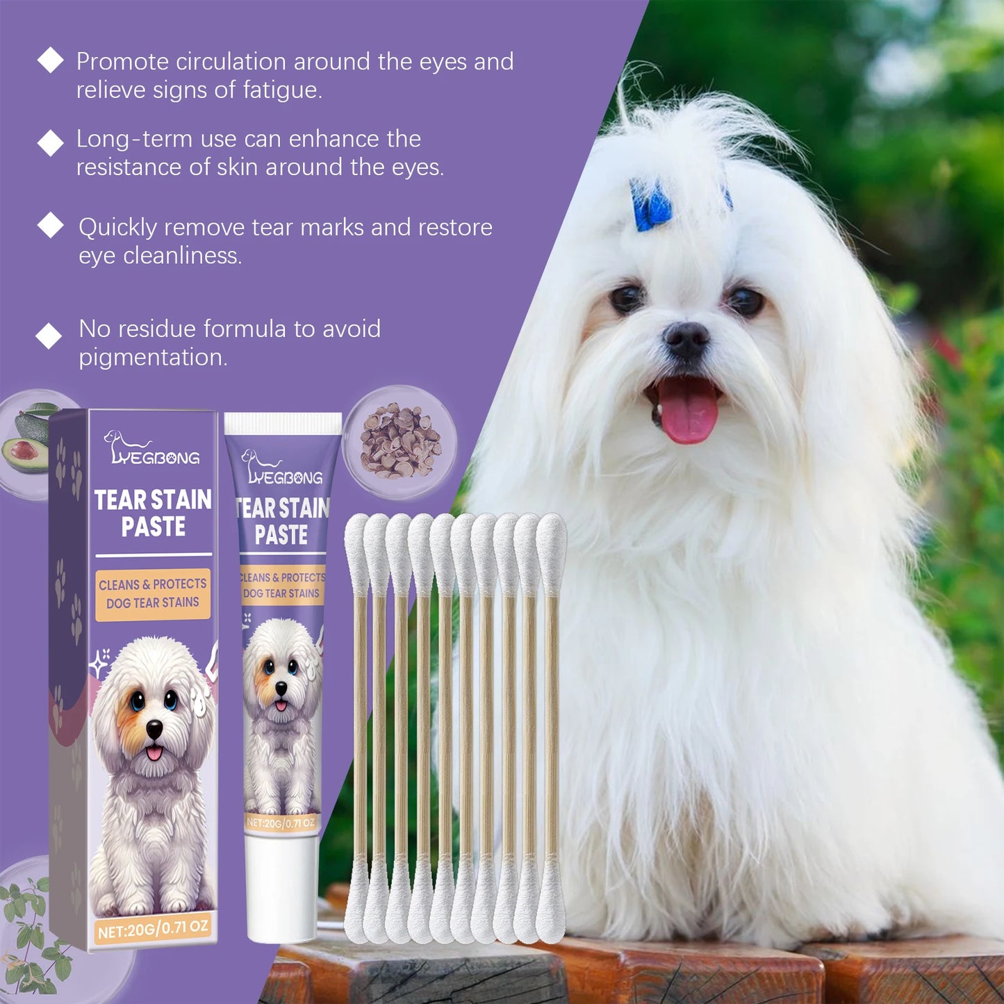20G Pet Eye Care Cream Effectively Cleans Eye Dirt & Tear Stain Safe Mild Formula Non-irritating Relief Discomfort for Pet Care