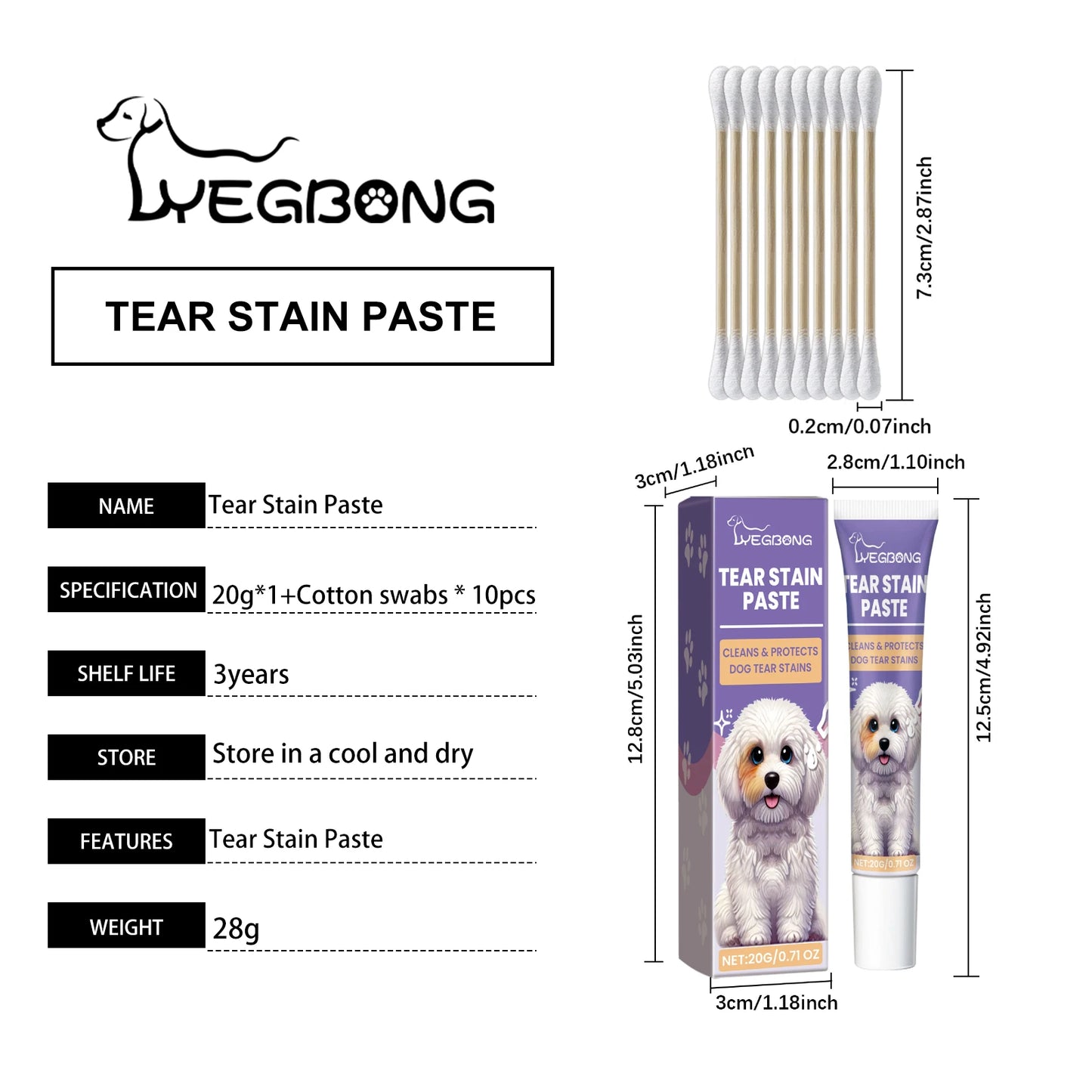 20G Pet Eye Care Cream Effectively Cleans Eye Dirt & Tear Stain Safe Mild Formula Non-irritating Relief Discomfort for Pet Care