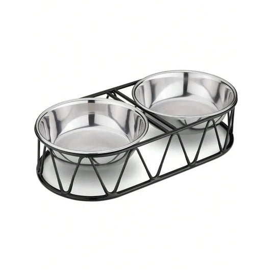 Dog Supplies Dogs Accessories Steel Dog Bowls Cat Food Bowls With Stand Elevated Double Bowl And Holder For Cats Small Dogs Rais