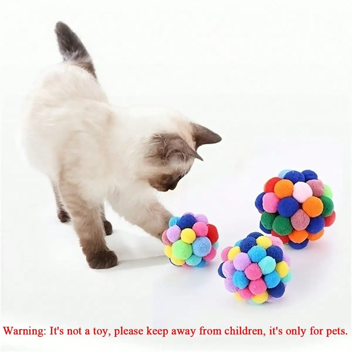 Soft Fuzzy Pom Pom Cat Balls For Interactive Play Toys