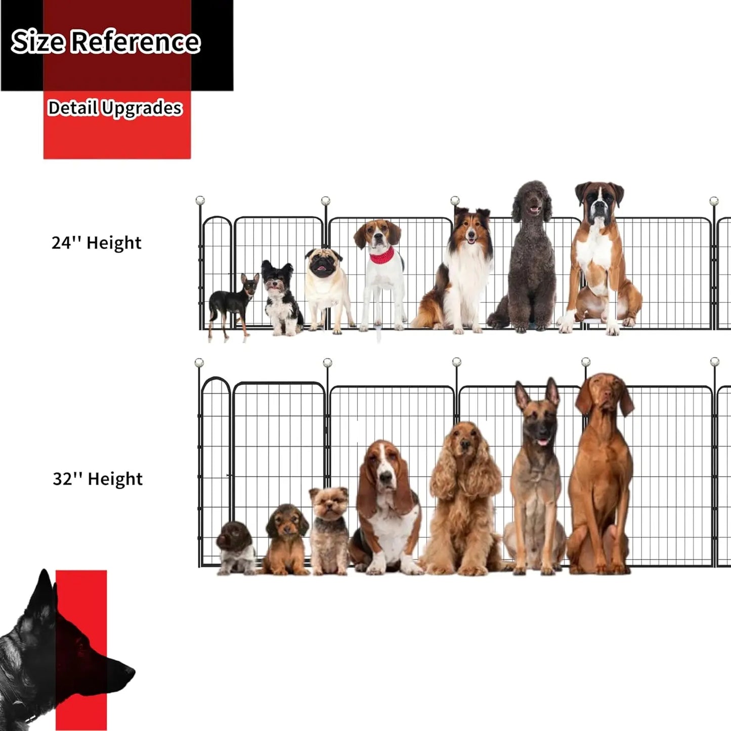 24'' Portable Dog Playpen with Easy-Carry Straps, 4 Panels Rustproof Pet Pen for Small Dogs, Camping RV Yard Use