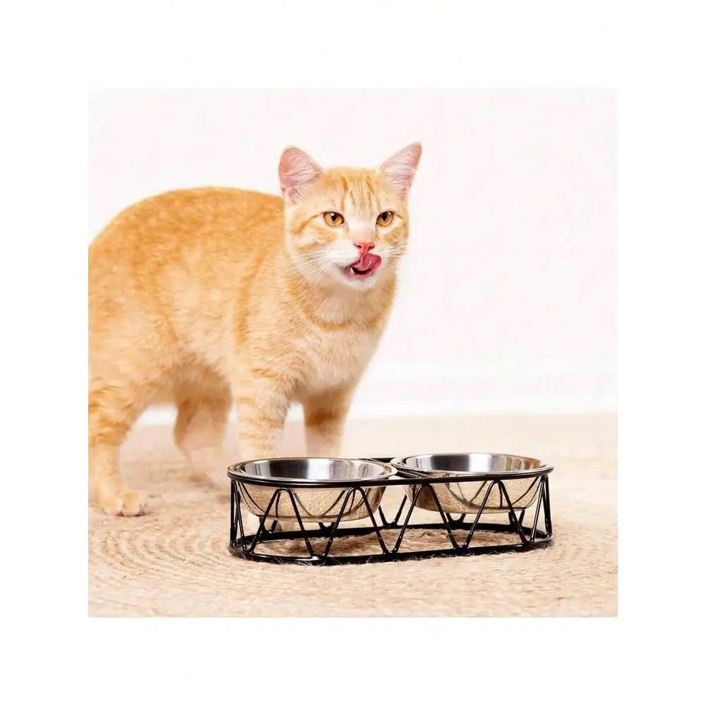 Dog Supplies Dogs Accessories Steel Dog Bowls Cat Food Bowls With Stand Elevated Double Bowl And Holder For Cats Small Dogs Rais