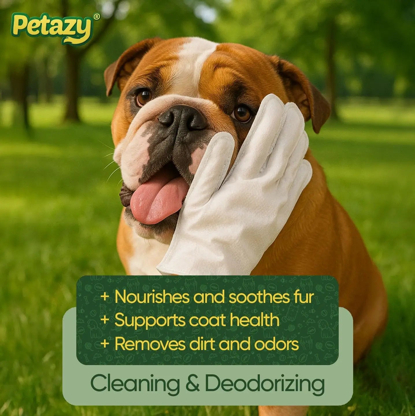 Hypoallergenic Pet Cleaning Gloves with Aloe & Coconut Oil for Dogs & Cats, 50 Pack No-Rinse Grooming Wipes