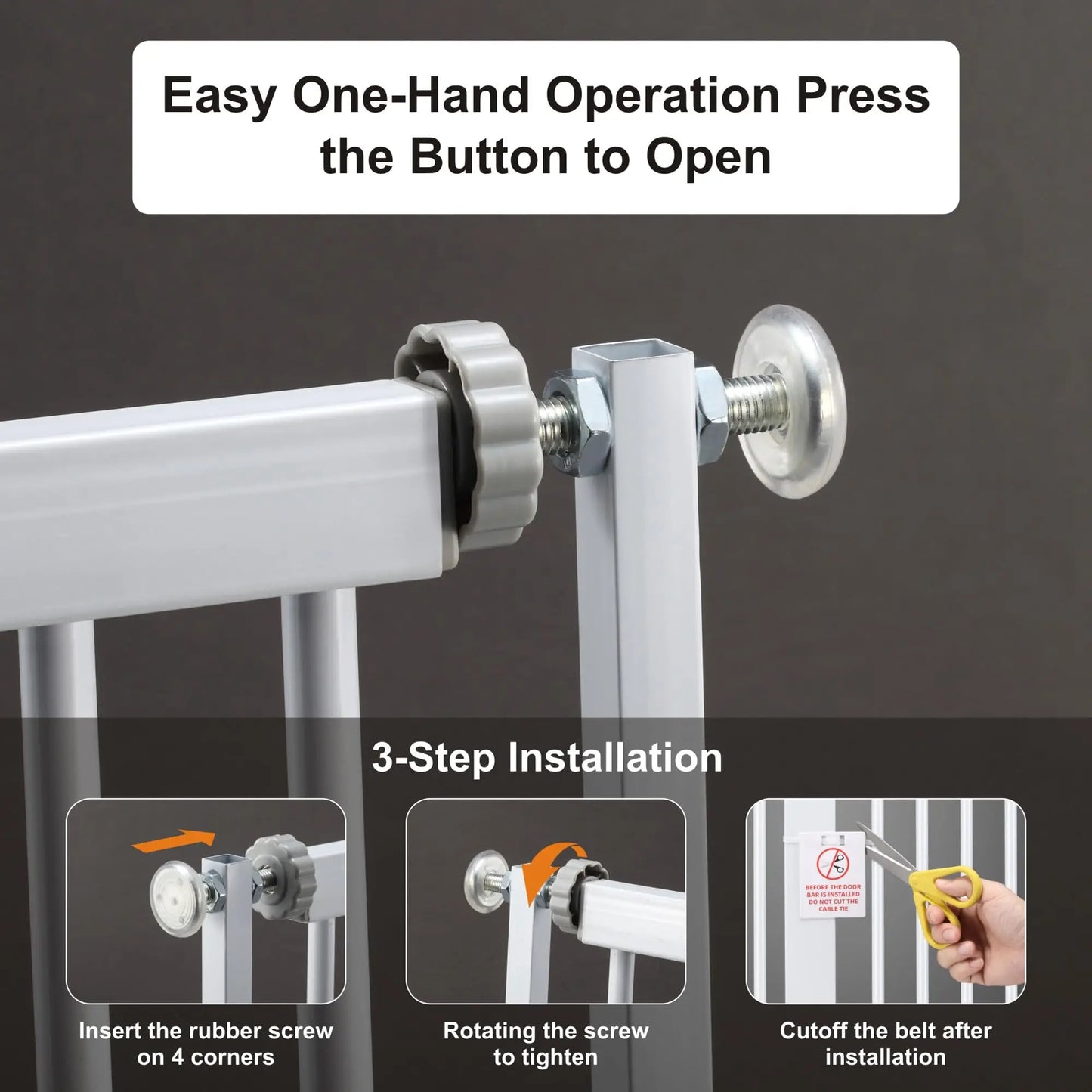 Adjustable Pet Gate With Auto Close And Extension Kits