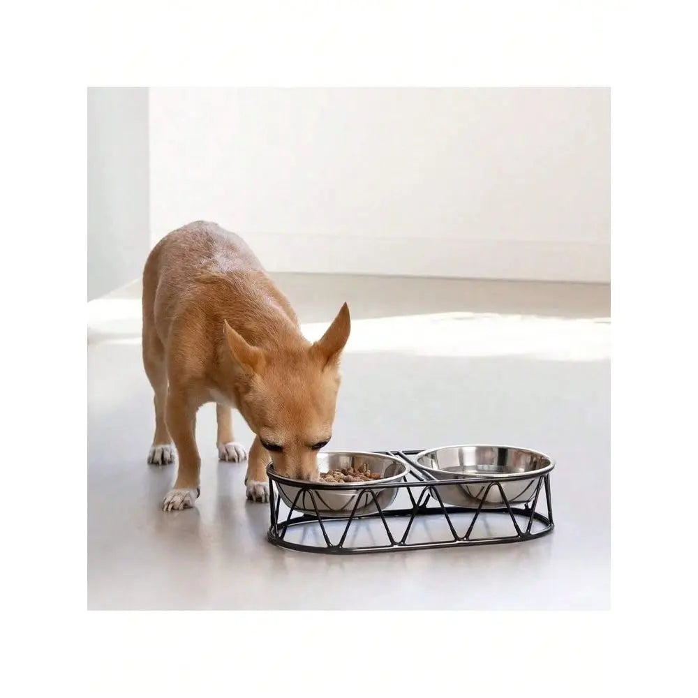 Dog Supplies Dogs Accessories Steel Dog Bowls Cat Food Bowls With Stand Elevated Double Bowl And Holder For Cats Small Dogs Rais