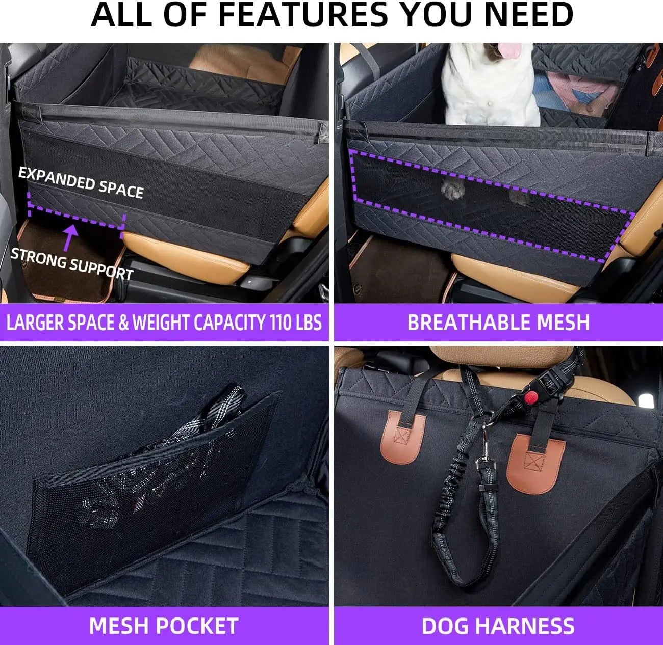 Waterproof Dog Car Seat Cover Backseat Extender Pet Hammock