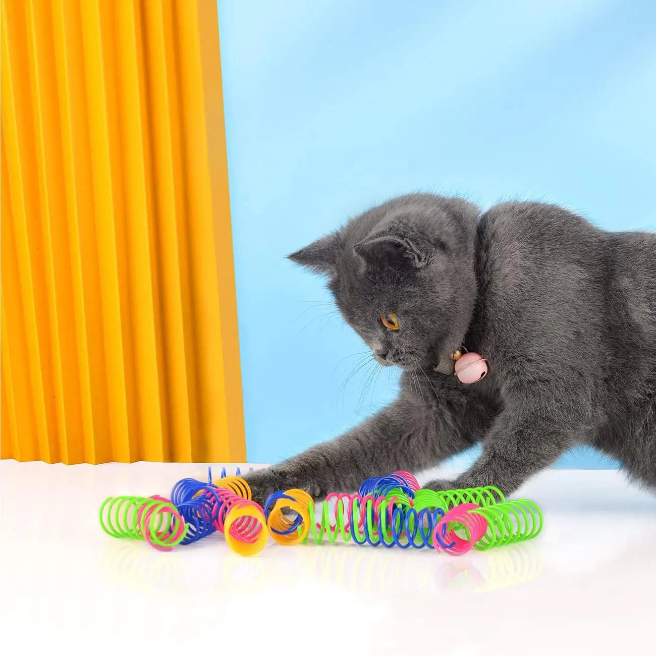 100 Pack Cat Spiral Spring Toys For Indoor Cats Swatting And Biting