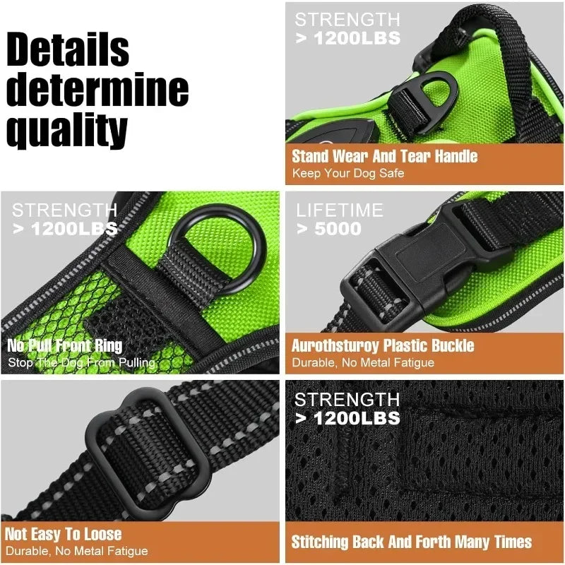 Led luminous Dog Harness No Pull Adjustable Rechargeable Pet Vest Harness Small Medium Large Dogs Outdoor Walking Pet Supplies