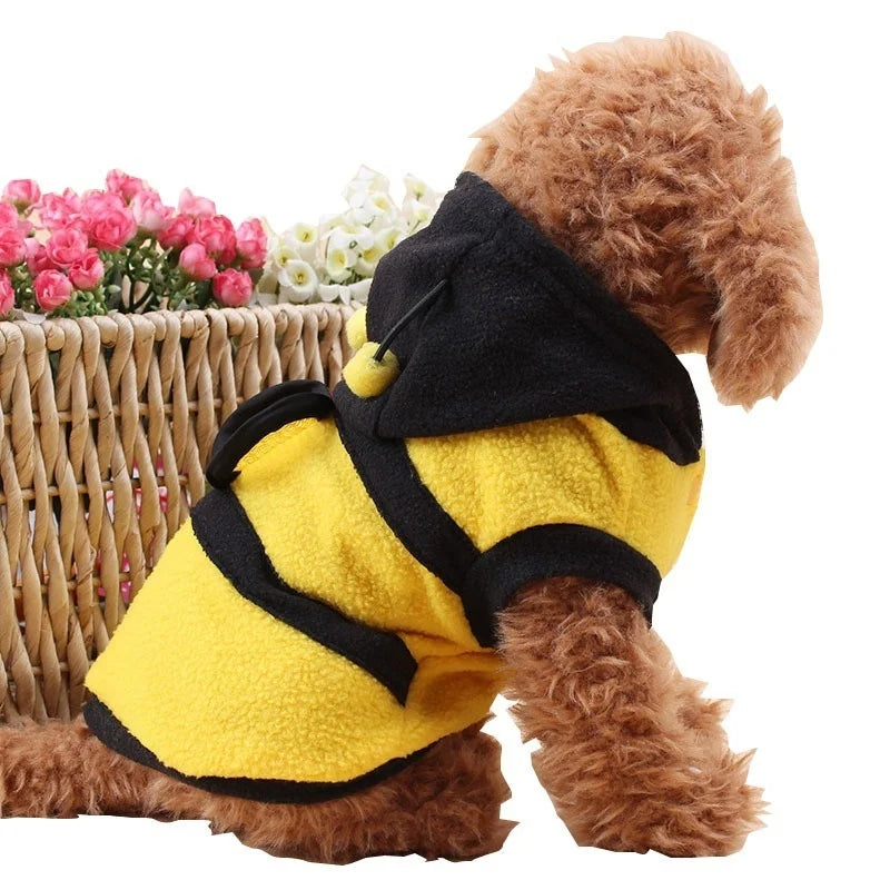 Bee Pet Fleece Dog Hoodie Coat Costume Sweater For Puppies