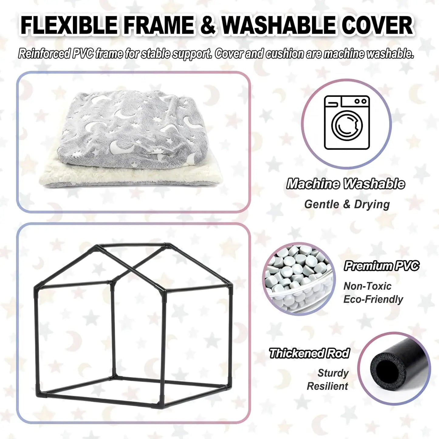 Night Luminous Star Dog Tent With Frame