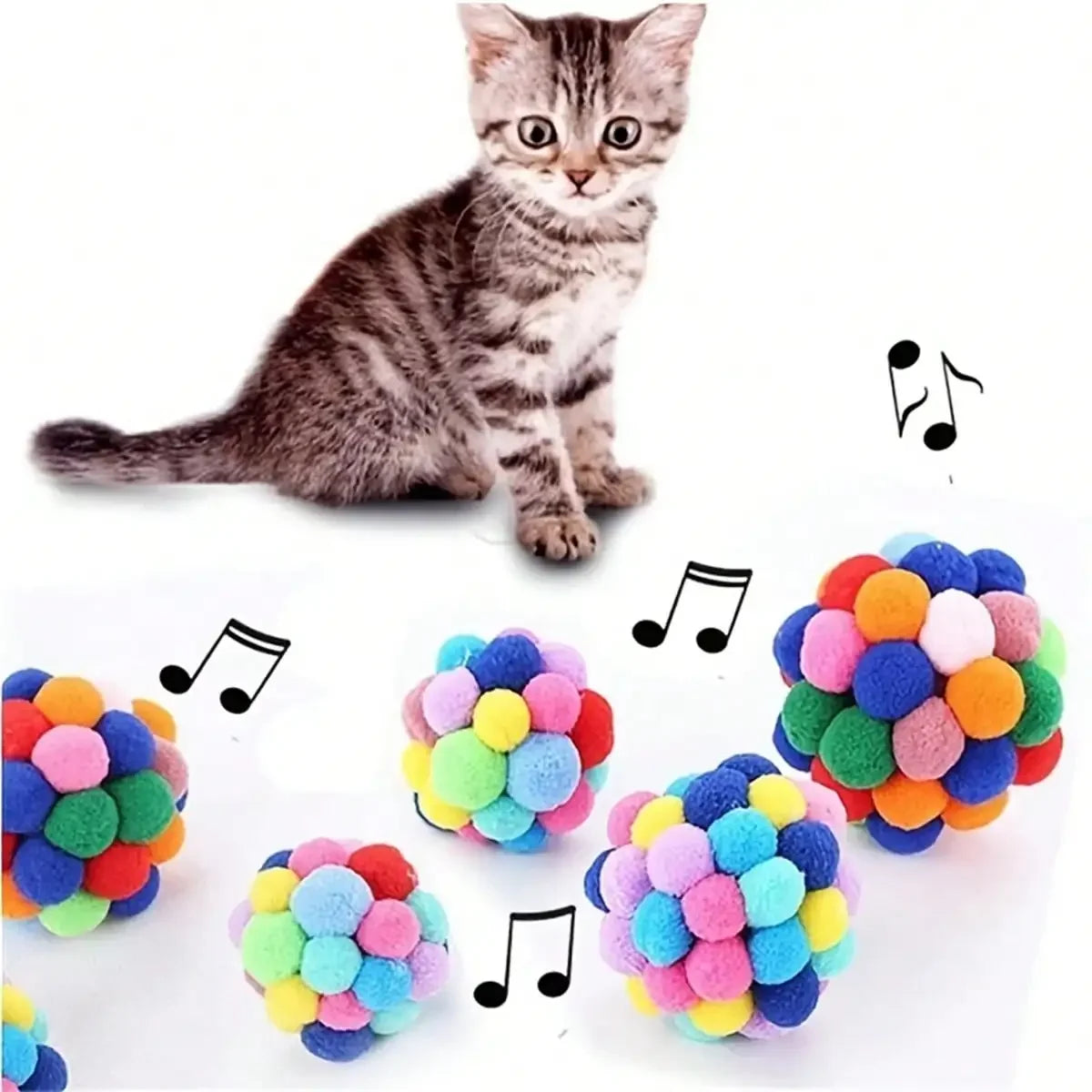 Soft Fuzzy Pom Pom Cat Balls For Interactive Play Toys