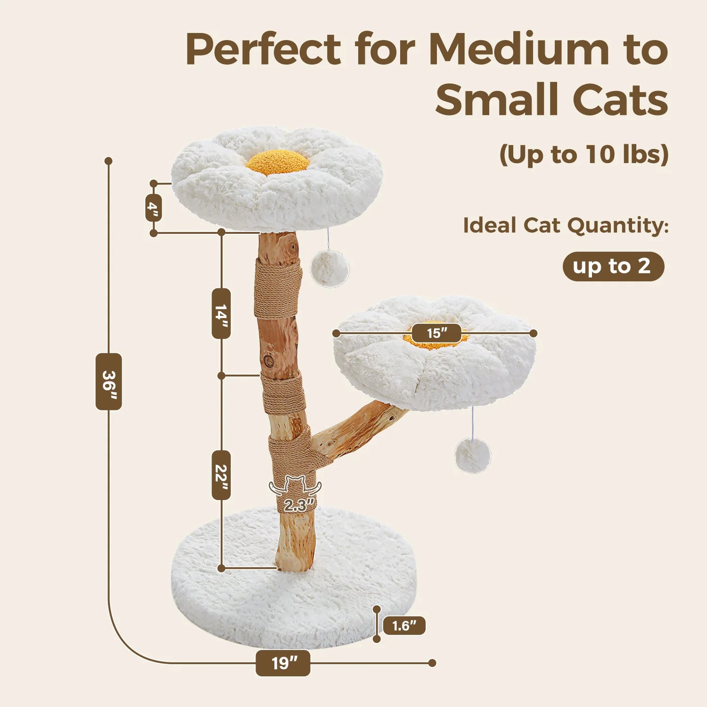 PEQULTICN Solid Wood Cat Tree Tower With Five Levels