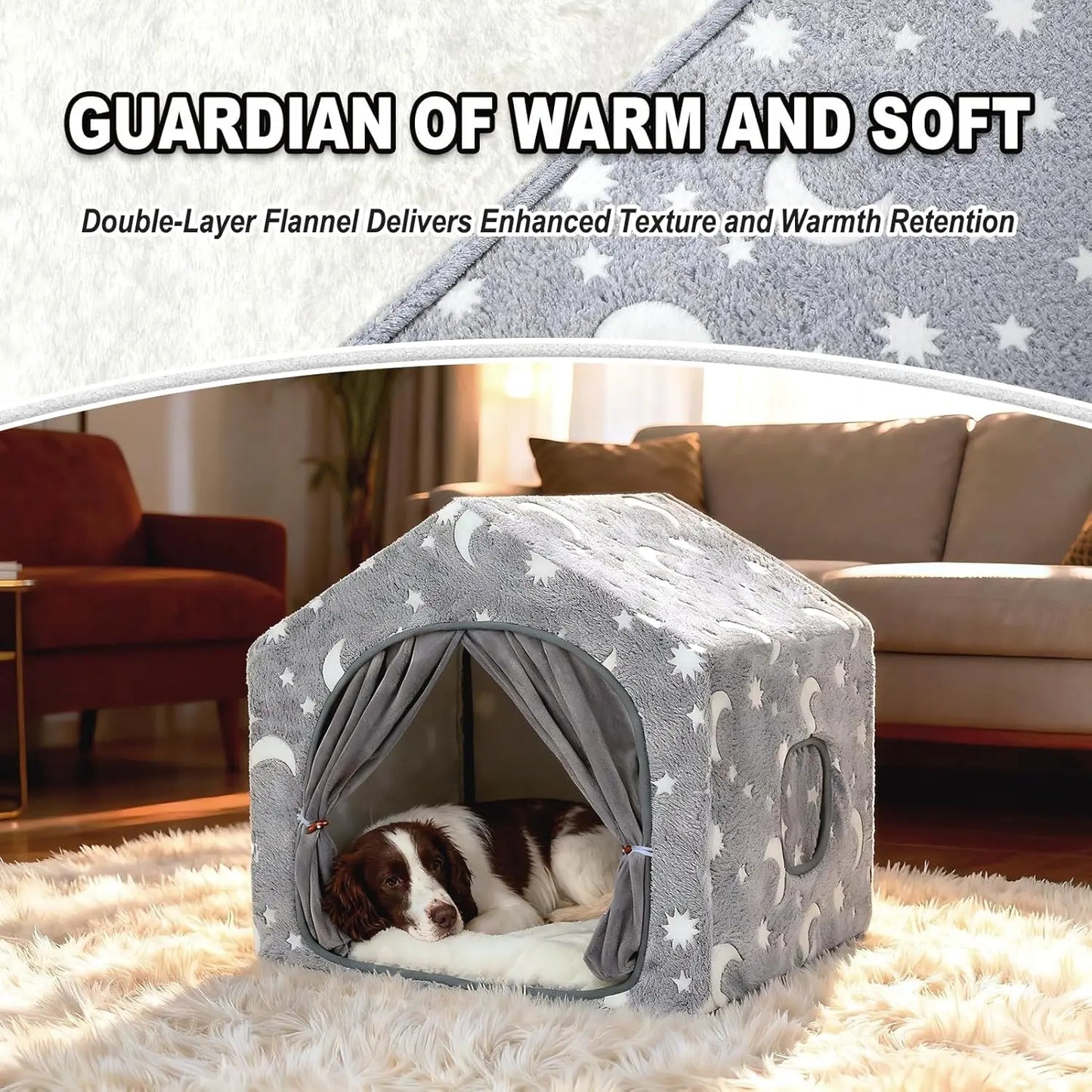 Night Luminous Star Dog Tent With Frame