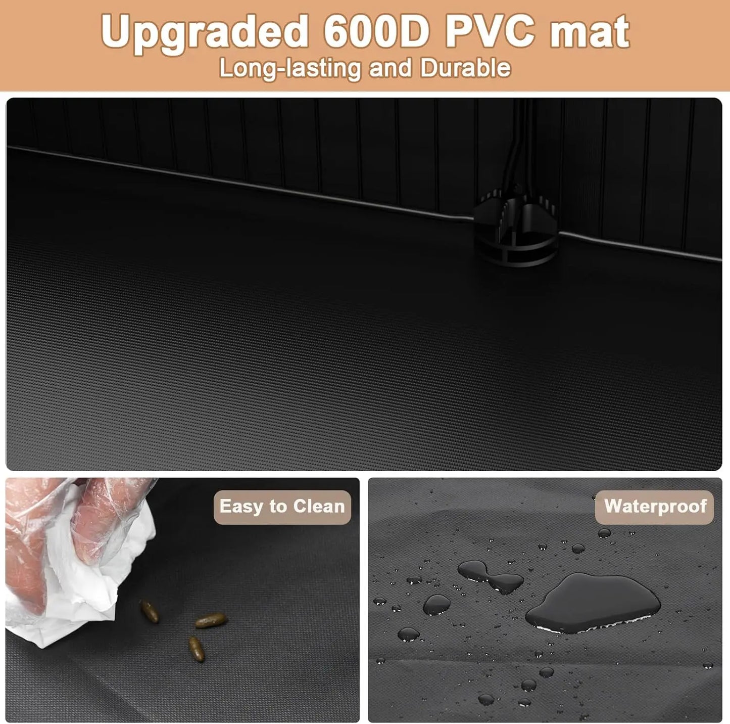 Waterproof PVC Lined Small Animal Cage with Easy One-Hand Hook, 48x24x16 Inch Indoor Playpen for Guinea Pigs, Rabbits, Hedgehogs