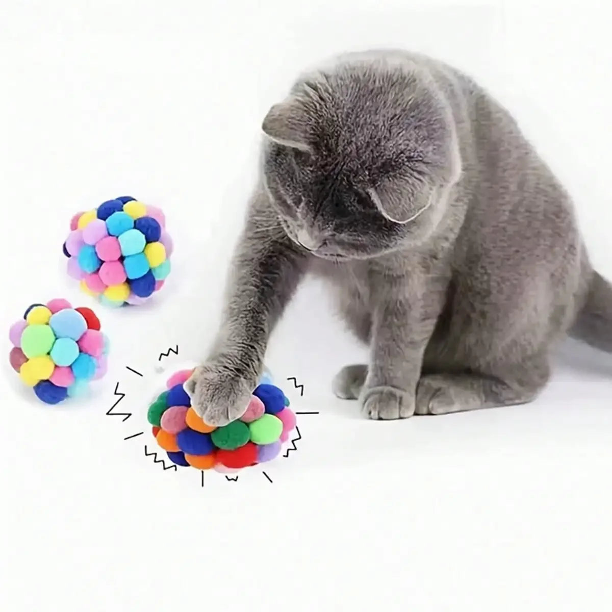 Soft Fuzzy Pom Pom Cat Balls For Interactive Play Toys