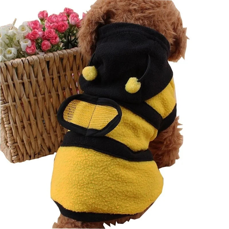 Bee Pet Fleece Dog Hoodie Coat Costume Sweater For Puppies