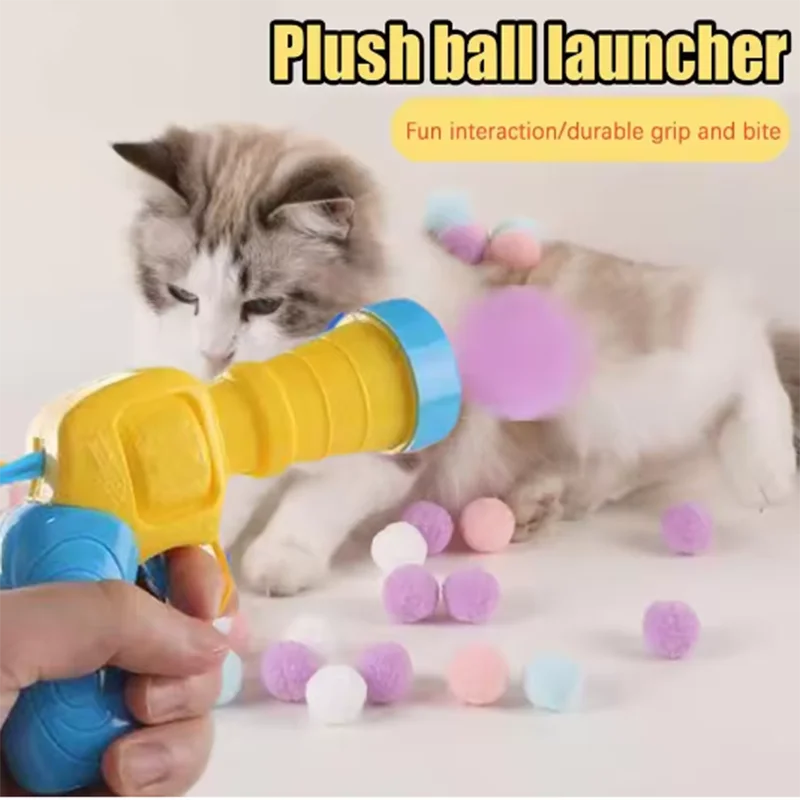 Interactive Cat Toy Ball Launcher Gun for Teasing Cats