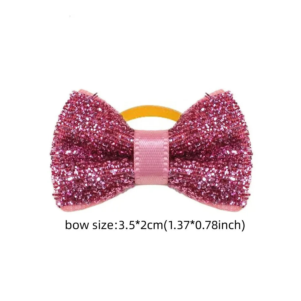 50/100pcs Christmas Small Dog Bows with Rubber Bands Handmade Puppy Grooming Accessories MixColor Pet Supplies for Dogs and Cats