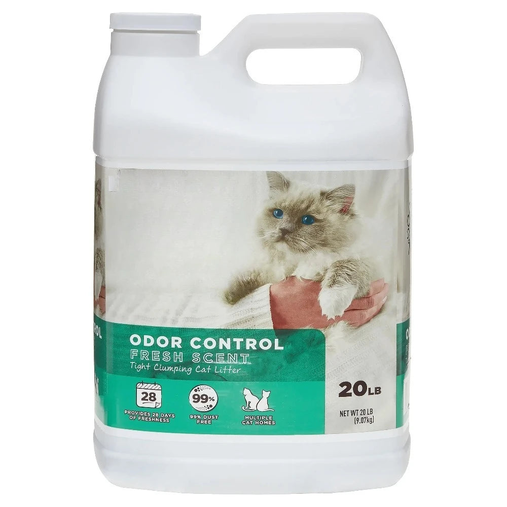 4 Pack Clumping Cat Litter Fresh Scent 20 lbs Jug Heavy Duty Unscented Odor Control Multi Cat Strong Clump Bentonite