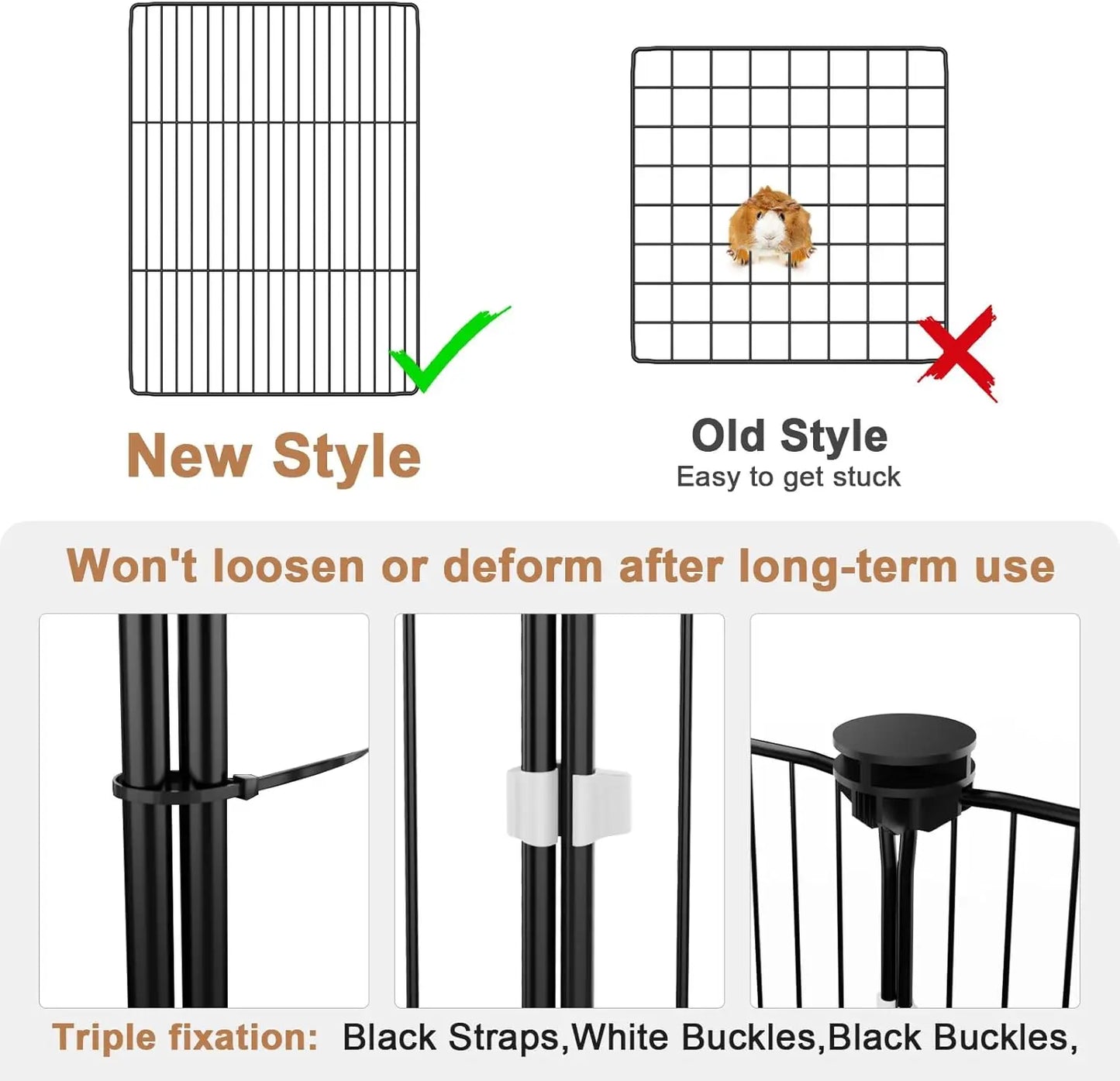 Waterproof PVC Lined Small Animal Cage with Easy One-Hand Hook, 48x24x16 Inch Indoor Playpen for Guinea Pigs, Rabbits, Hedgehogs