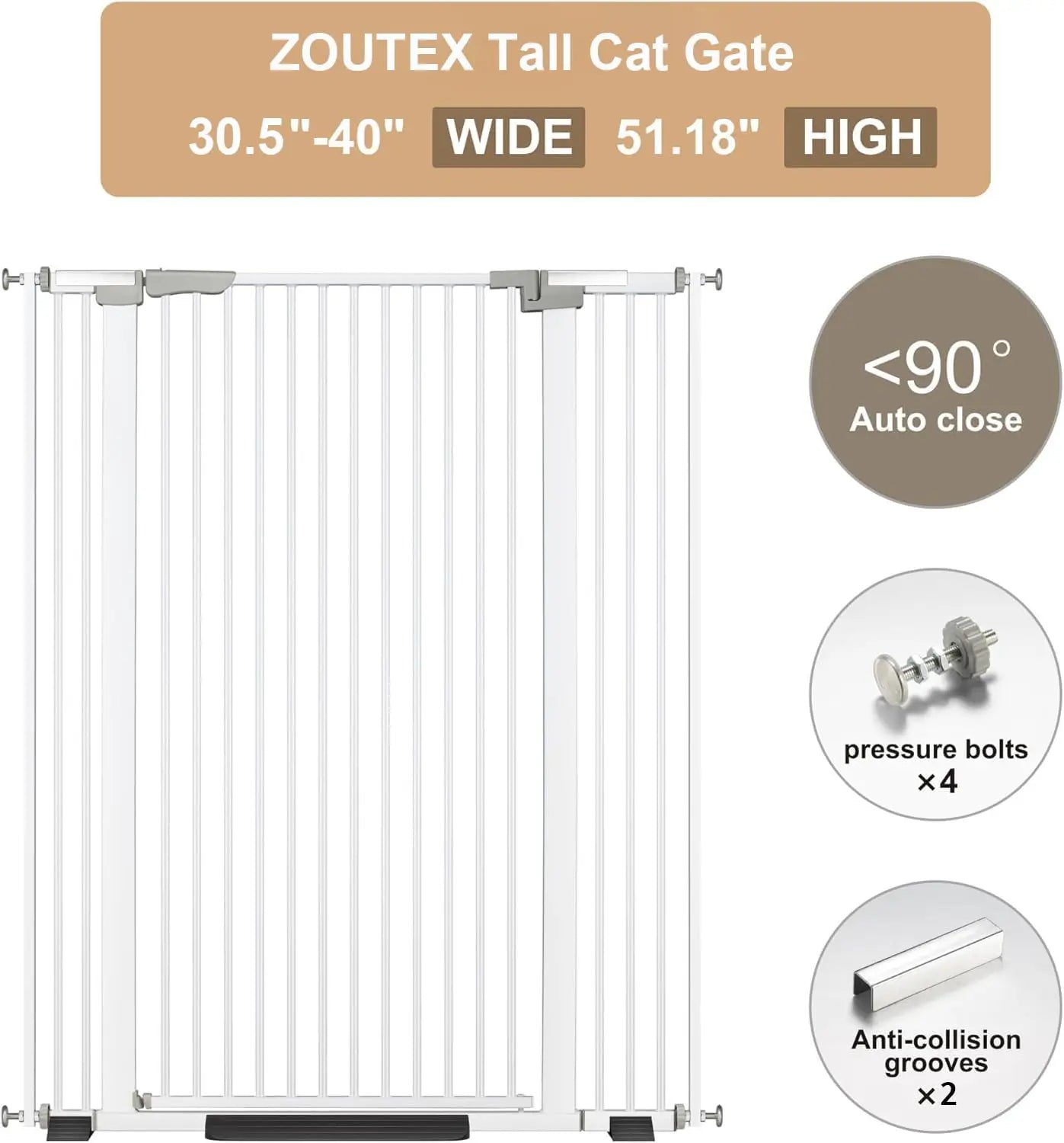 Adjustable Pet Gate With Auto Close And Extension Kits