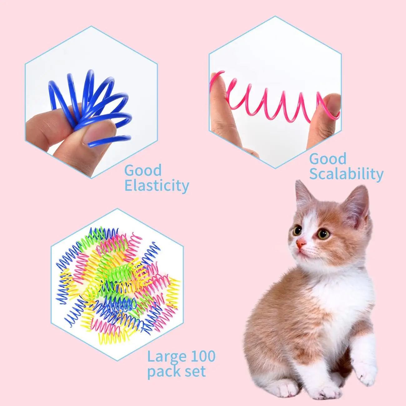 100 Pack Cat Spiral Spring Toys For Indoor Cats Swatting And Biting