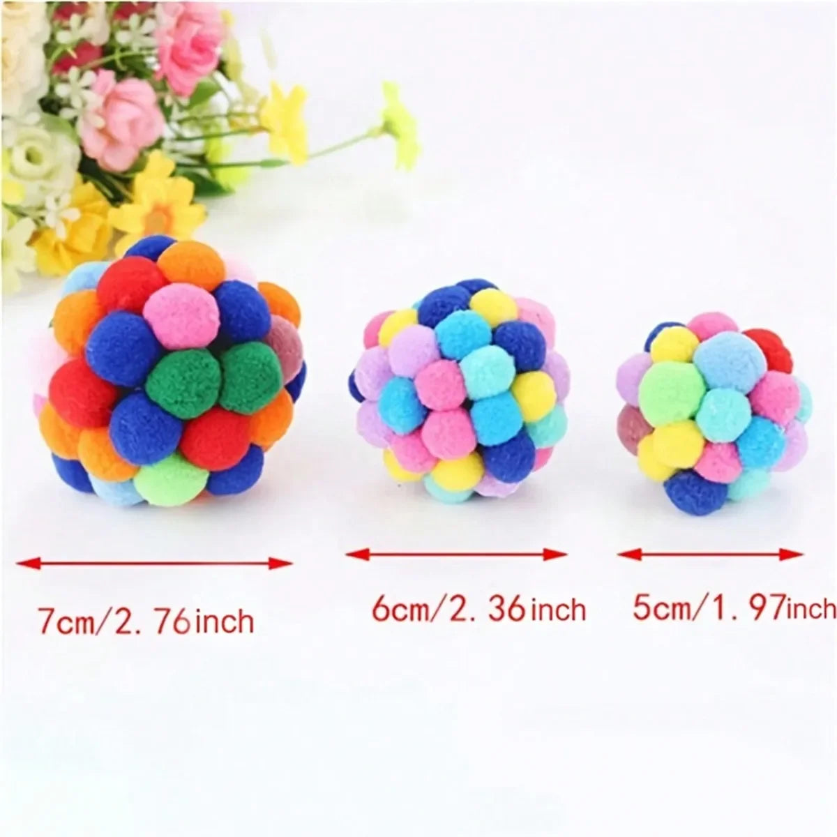 Soft Fuzzy Pom Pom Cat Balls For Interactive Play Toys