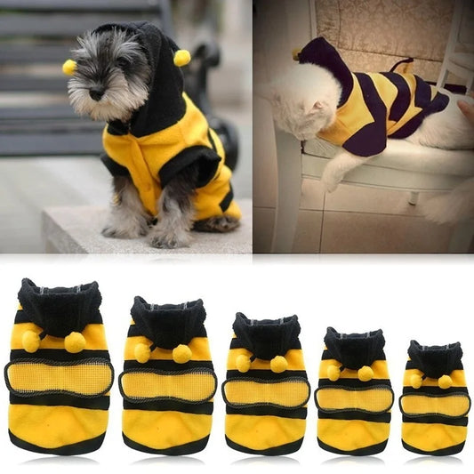 Bee Pet Fleece Dog Hoodie Coat Costume Sweater For Puppies