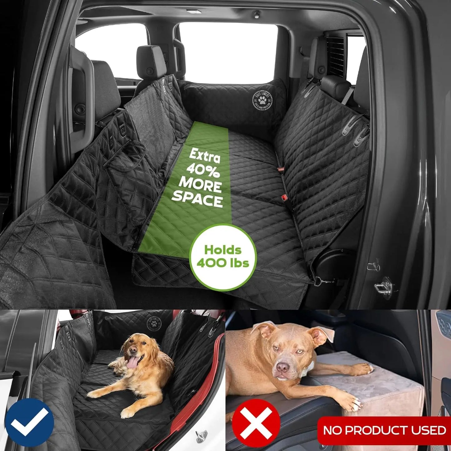 Back Seat Extender For Dogs With Waterproof Car Cover