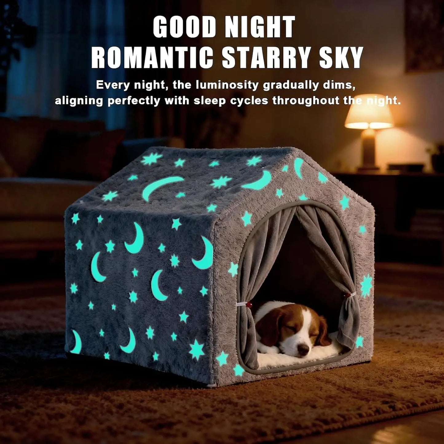 Night Luminous Star Dog Tent With Frame