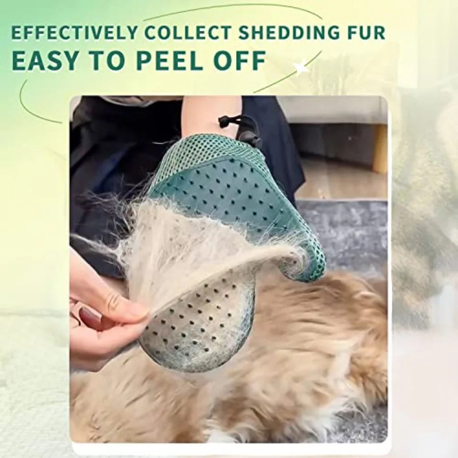 2 in 1 Cat Fur Glove Pet Hair Remover Glove for Dog Grooming Blue Shedding Brush with Massage Function Efficient Hair Remover M