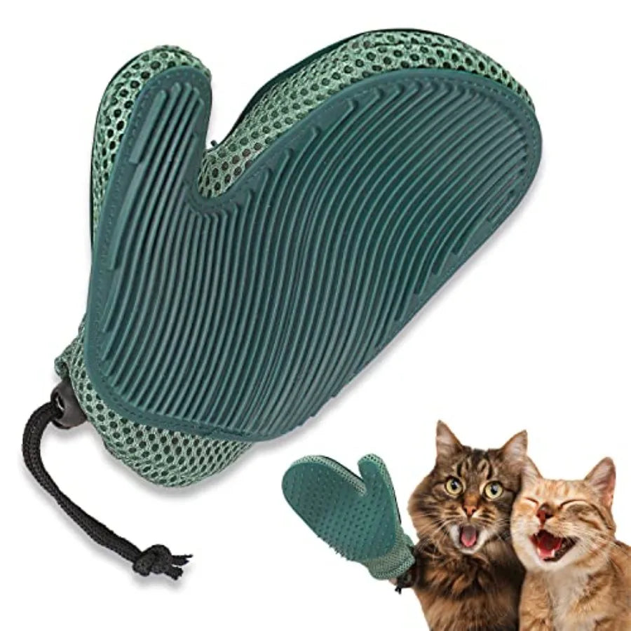 2 in 1 Cat Fur Glove Pet Hair Remover Glove for Dog Grooming Blue Shedding Brush with Massage Function Efficient Hair Remover M
