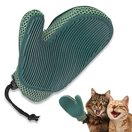 2 in 1 Cat Fur Glove Pet Hair Remover Glove for Dog Grooming Blue Shedding Brush with Massage Function Efficient Hair Remover M