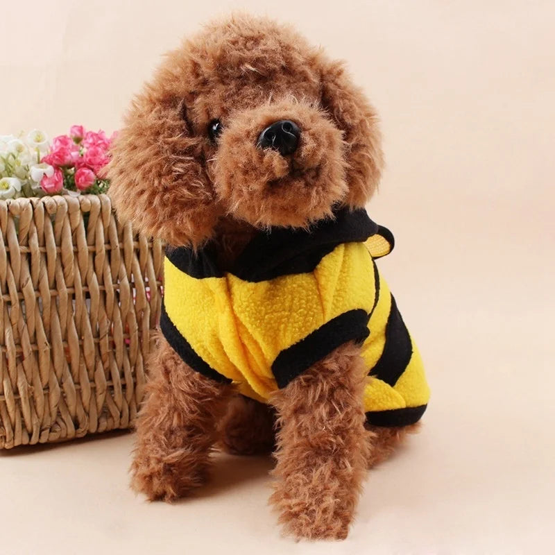 Bee Pet Fleece Dog Hoodie Coat Costume Sweater For Puppies