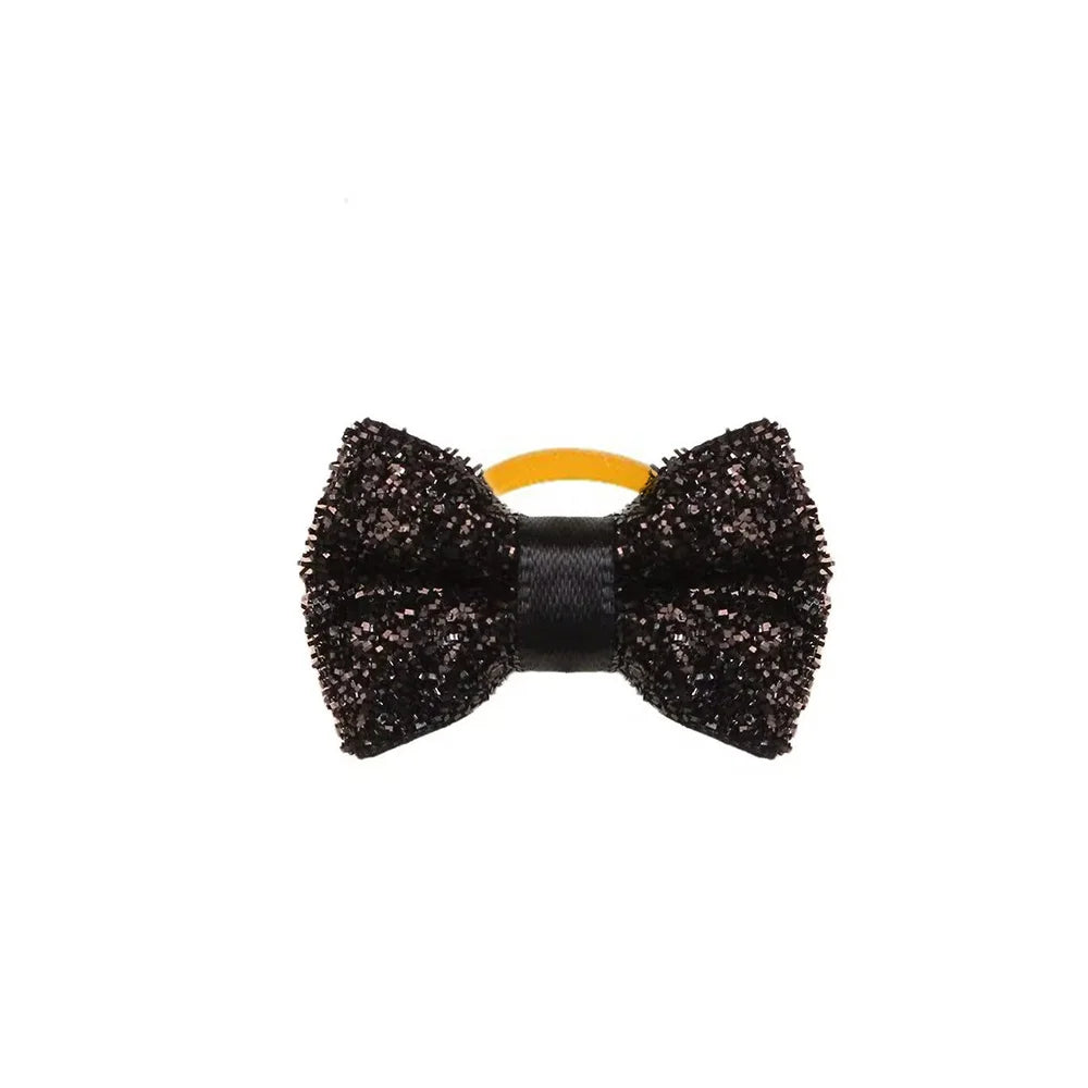 50/100pcs Christmas Small Dog Bows with Rubber Bands Handmade Puppy Grooming Accessories MixColor Pet Supplies for Dogs and Cats