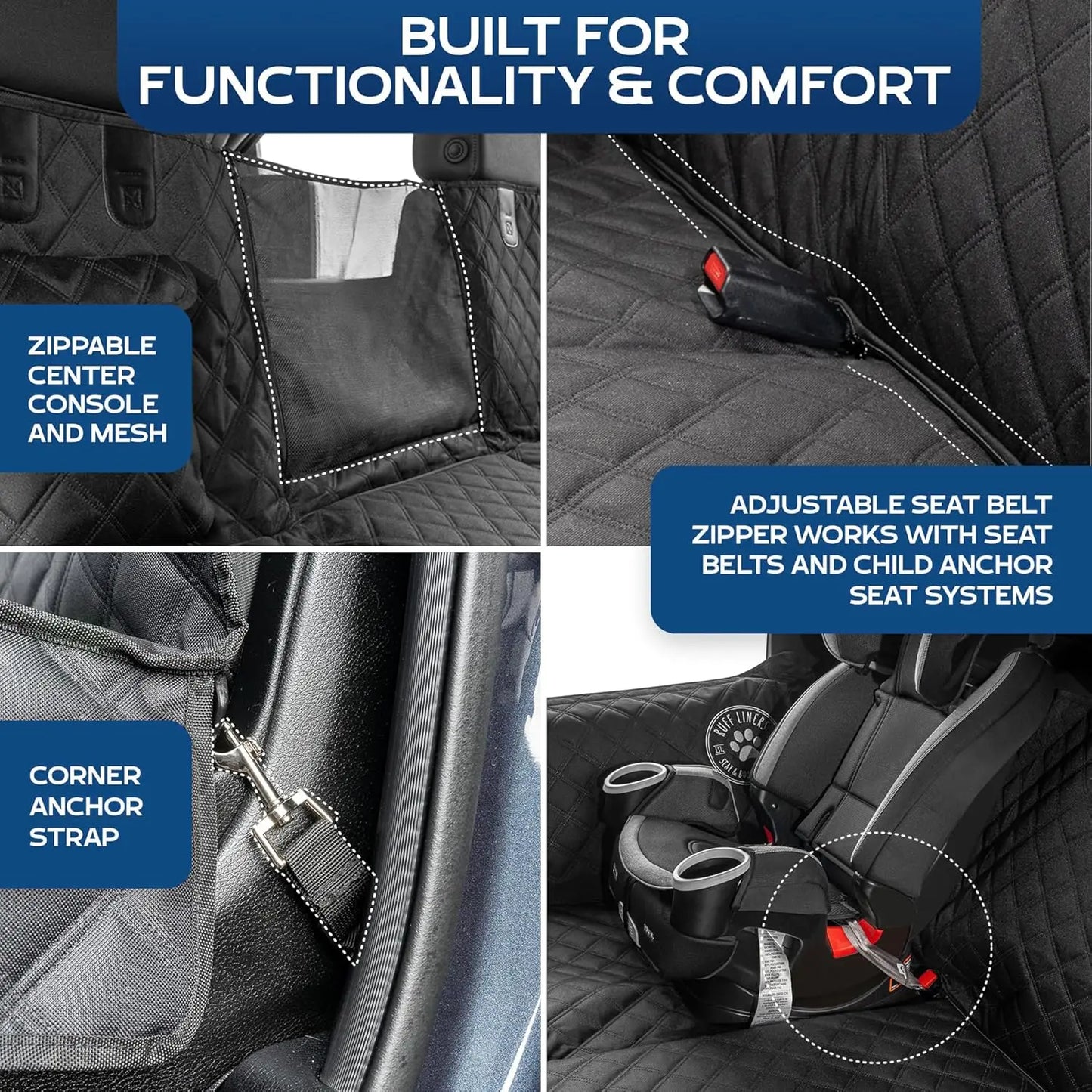 Back Seat Extender For Dogs With Waterproof Car Cover