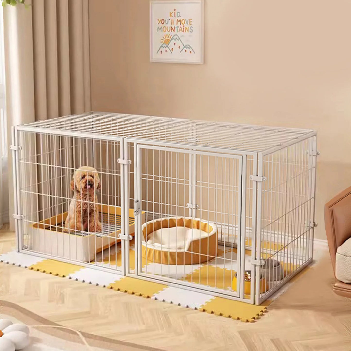 48 Inch Kennel Cage Easy Assemble Heavy Duty Wire Dog Crates with Door Dogs Cage Kennel Stackable for Puppy/Small Dog/Rabbit/Pig
