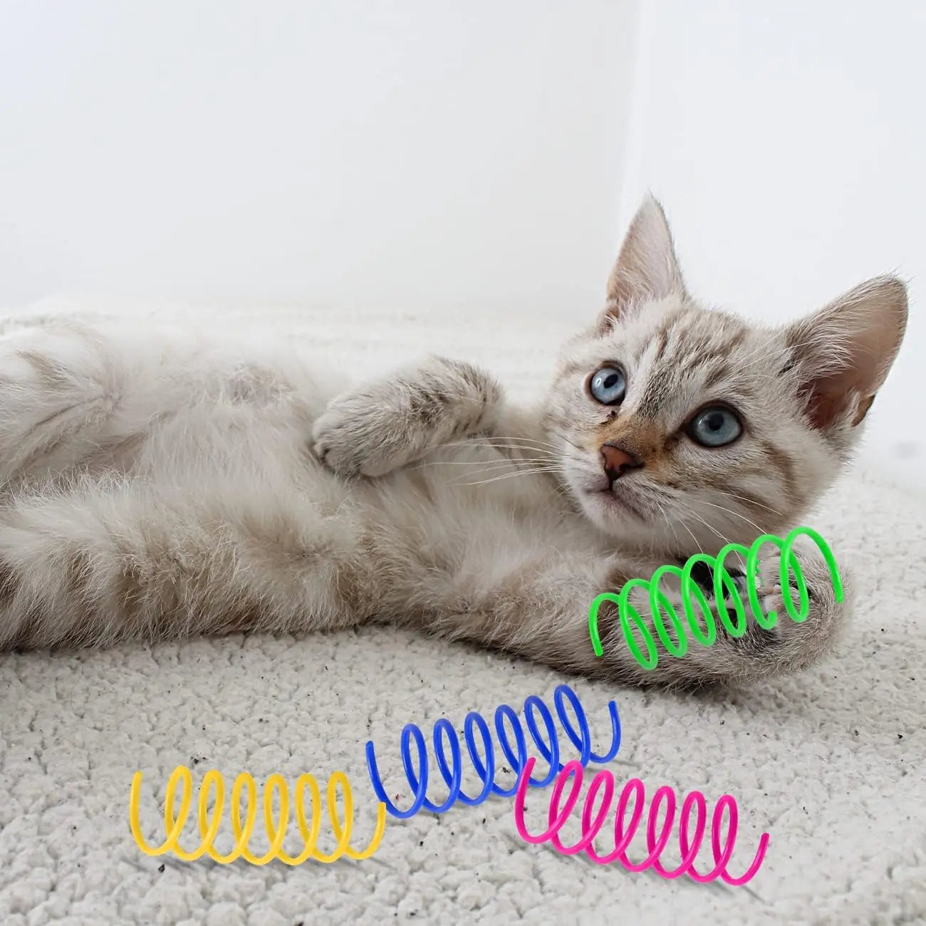 100 Pack Cat Spiral Spring Toys For Indoor Cats Swatting And Biting